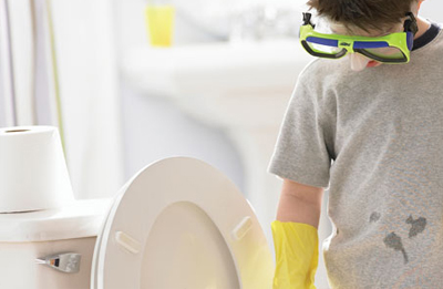 kid next to toilet